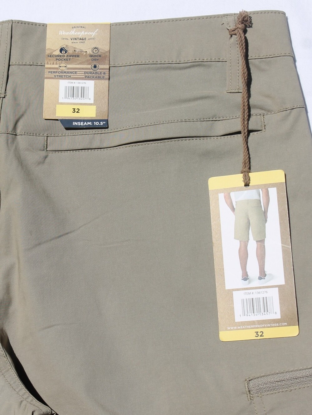 Weatherproof Vintage Men's Flat Front Gray Stretch Trail Short. - Picture 13 of 13
